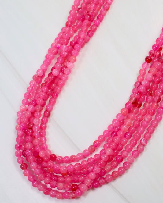 Brookline Layered Beaded Necklace Fuchsia