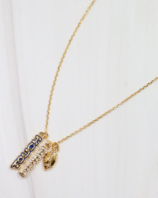 Enamel Touch Down Necklace Blue White