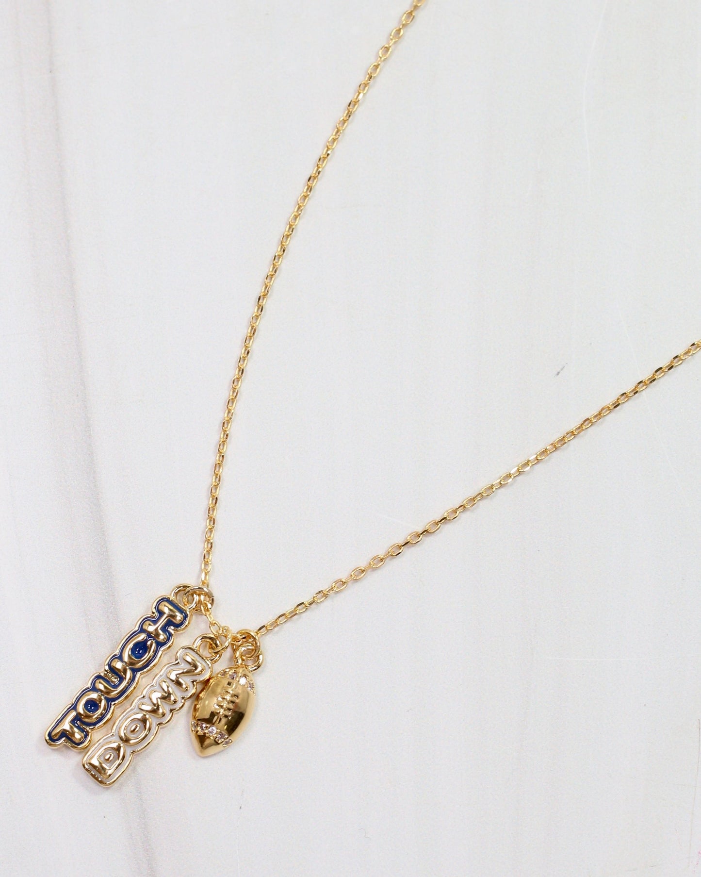 Enamel Touch Down Necklace Blue White