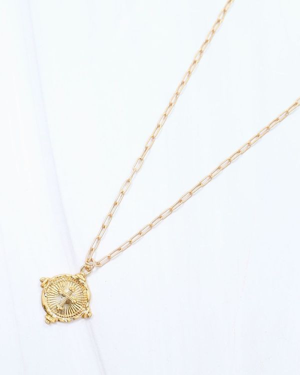 Capitola Cross Necklace Worn Gold