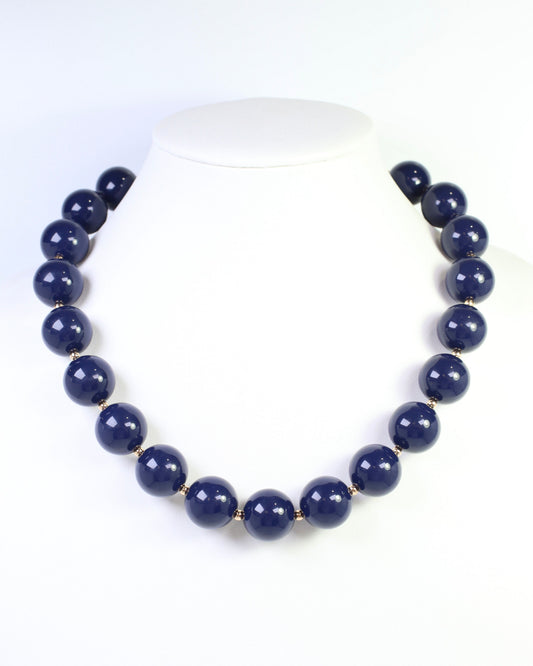 Megan Beaded Necklace Navy