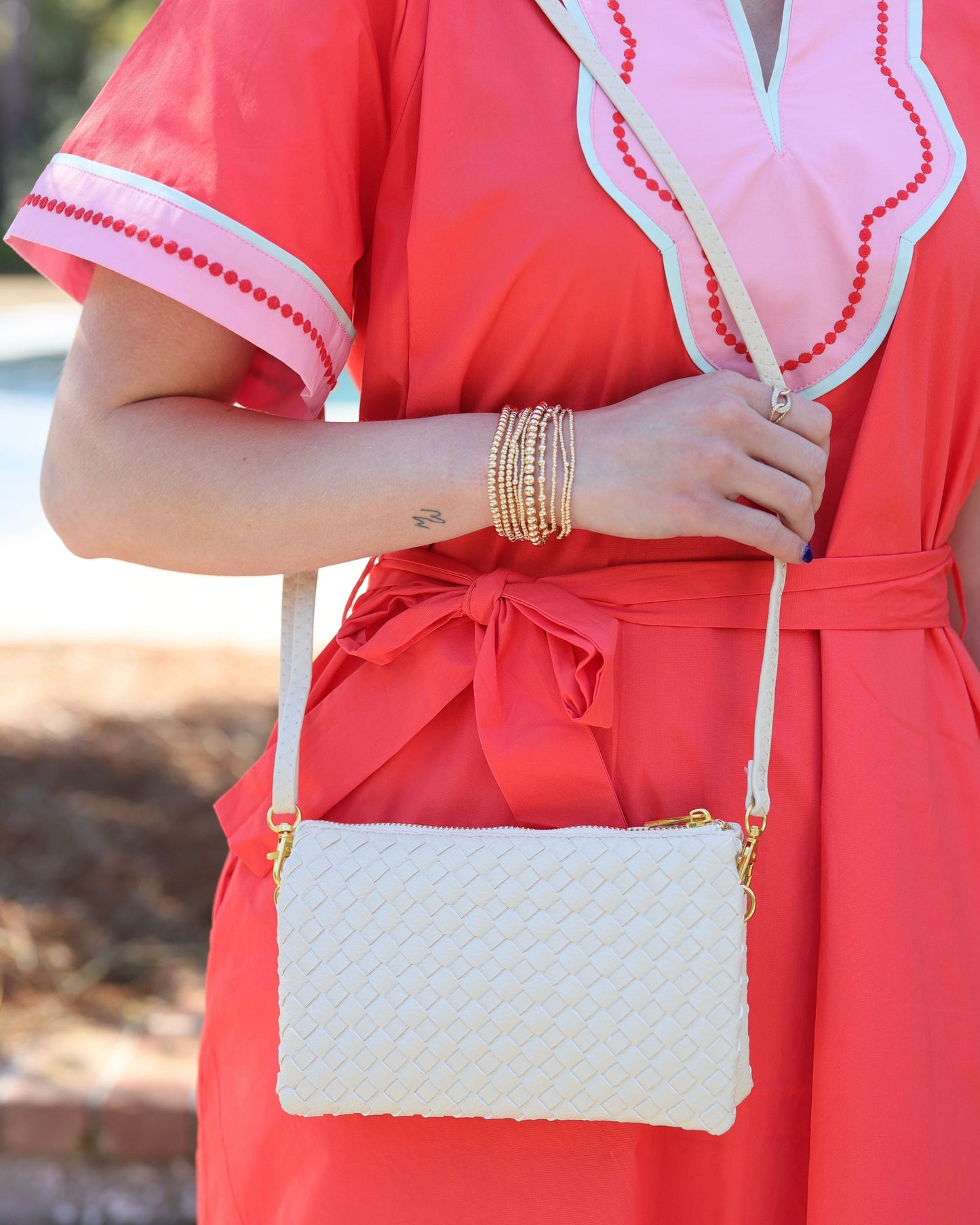 Liz Crossbody Bag Woven Almond