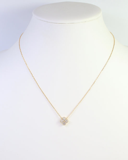 Clovis CZ Clover Necklace WR Gold
