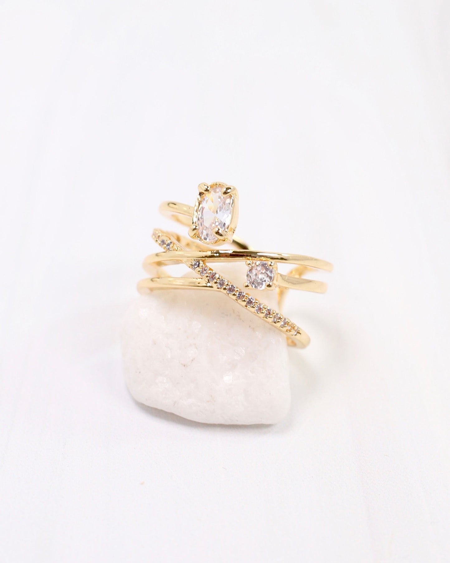 Reneau Crisscross Ring Gold