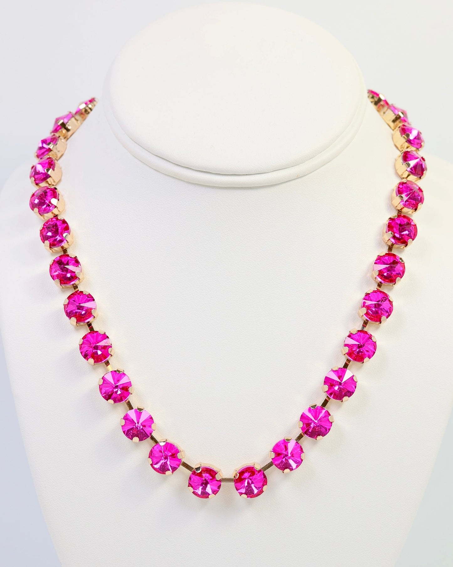 Radcliffe Rhinestone Necklace Fuchsia
