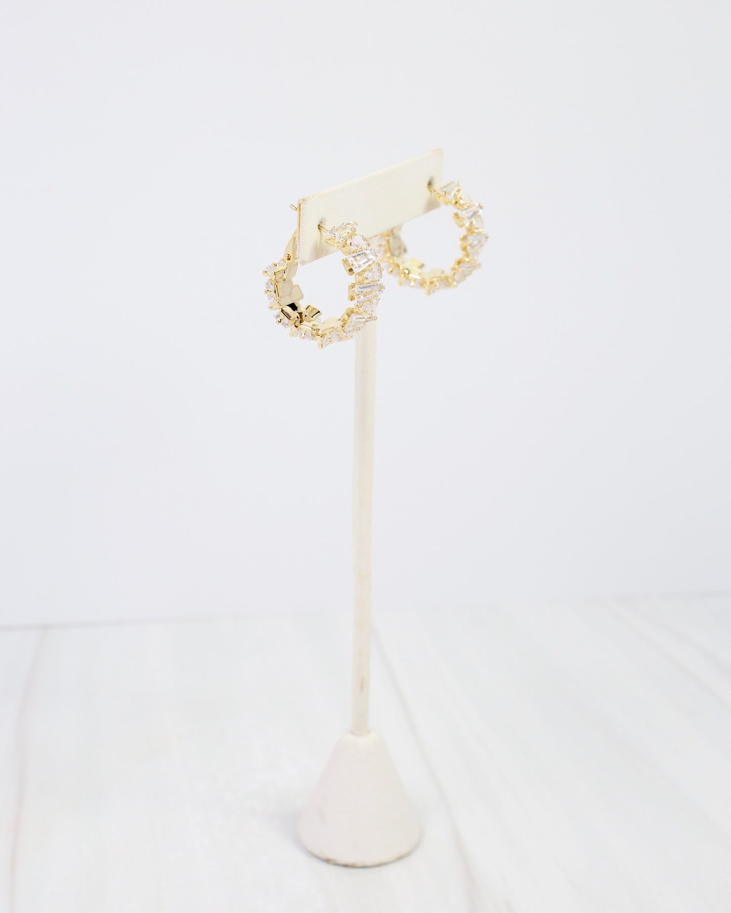 Fredonia Crystal Latchback Hoop Gold