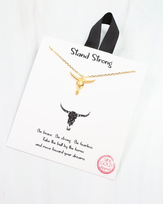 Stand Strong Skull Necklace Gold
