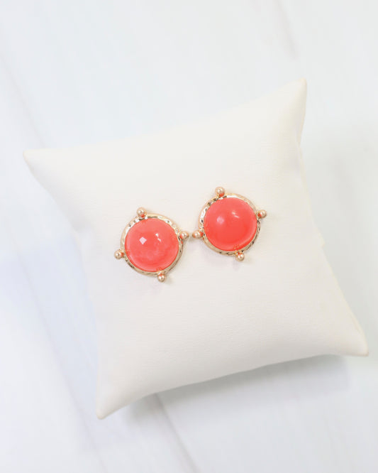 Florissant Round Post Earring Coral