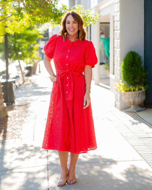 Bloomington Eyelet Detail Maxi Dress
