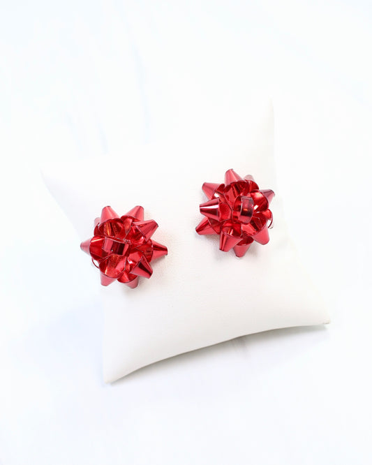 Let's Wrap Large Bow Stud Earring Red