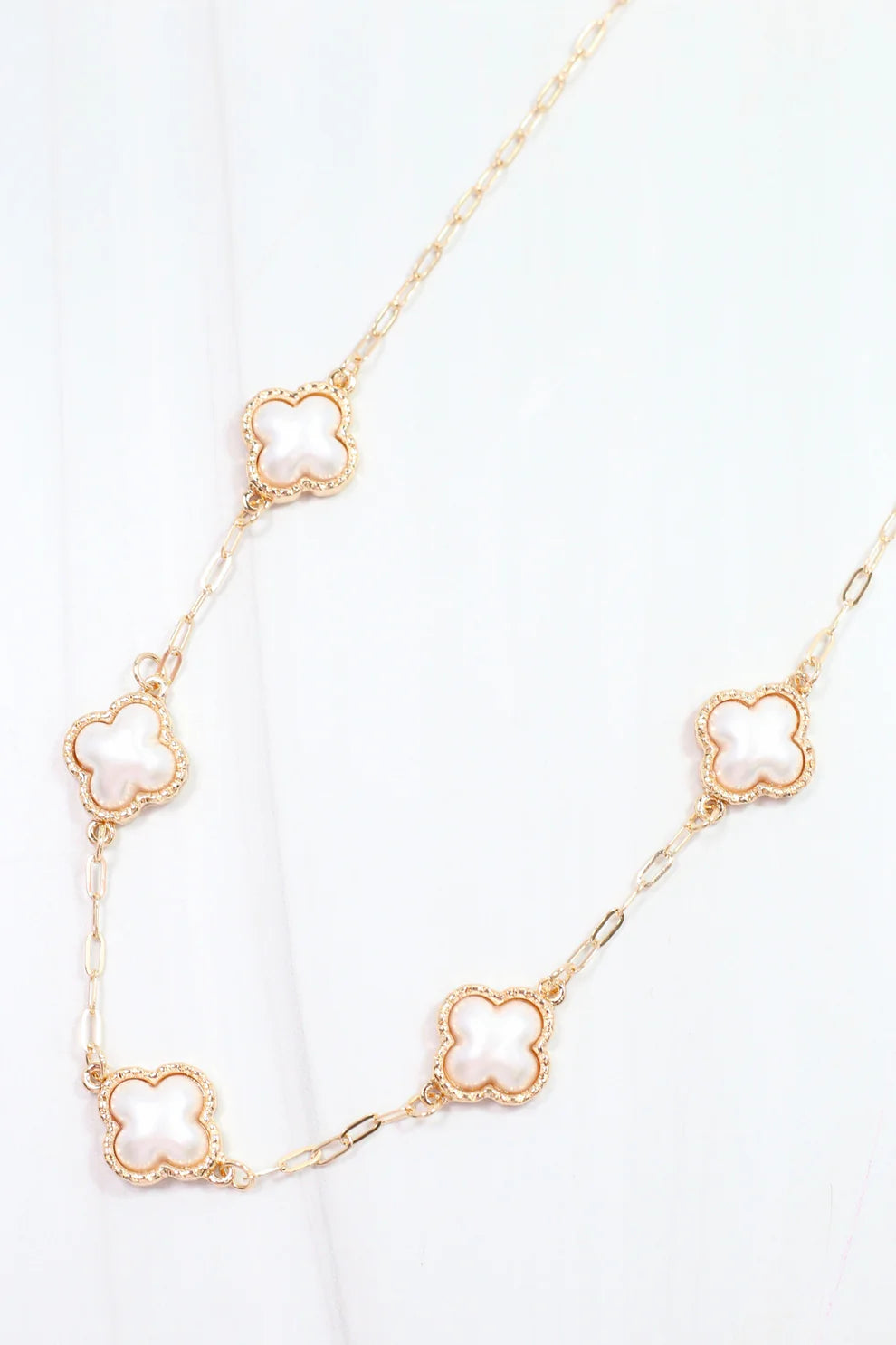 Burgess Pearl Clover Necklace Gold
