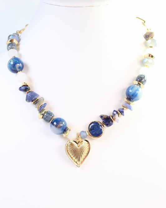 Sarasota Stone Charm Necklace Blue
