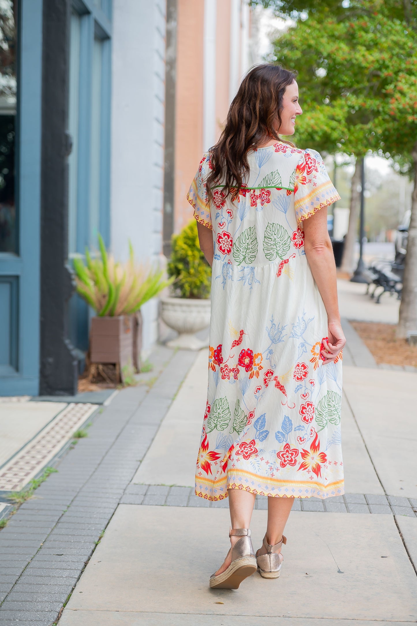 Liv Mix Boho Floral Midi Dress