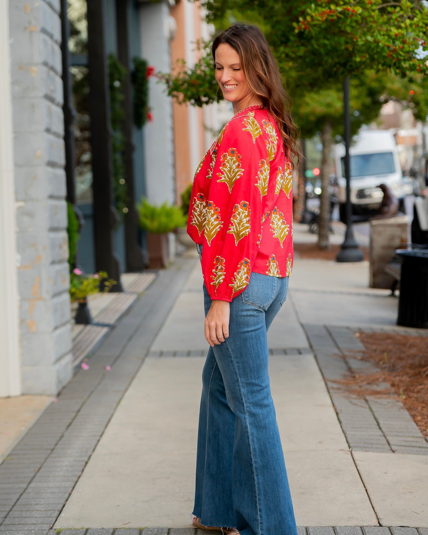 Smithfield Floral Top - Red