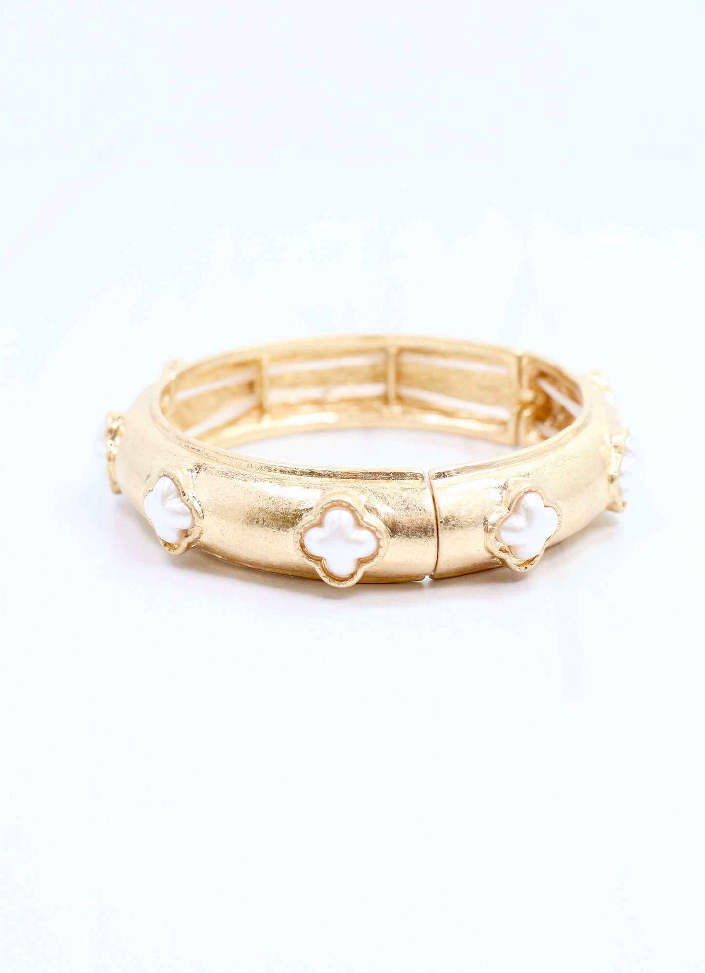 Neema Clover Stretch Bracelet Worn Gold