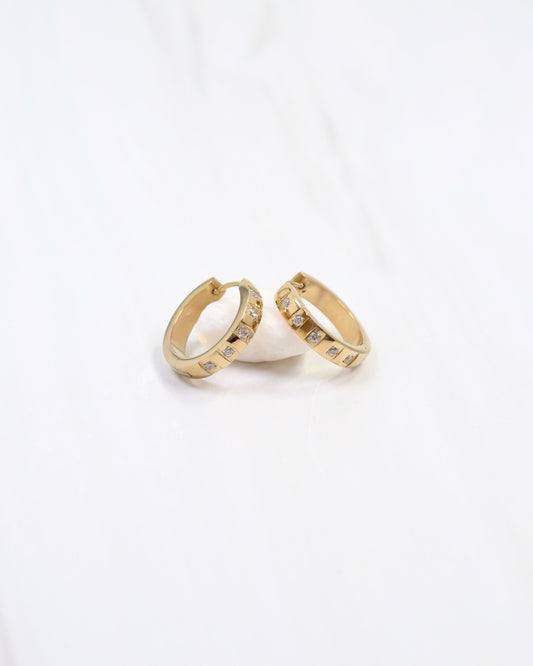 Springfield CZ Hinged Hoop Earring Gold