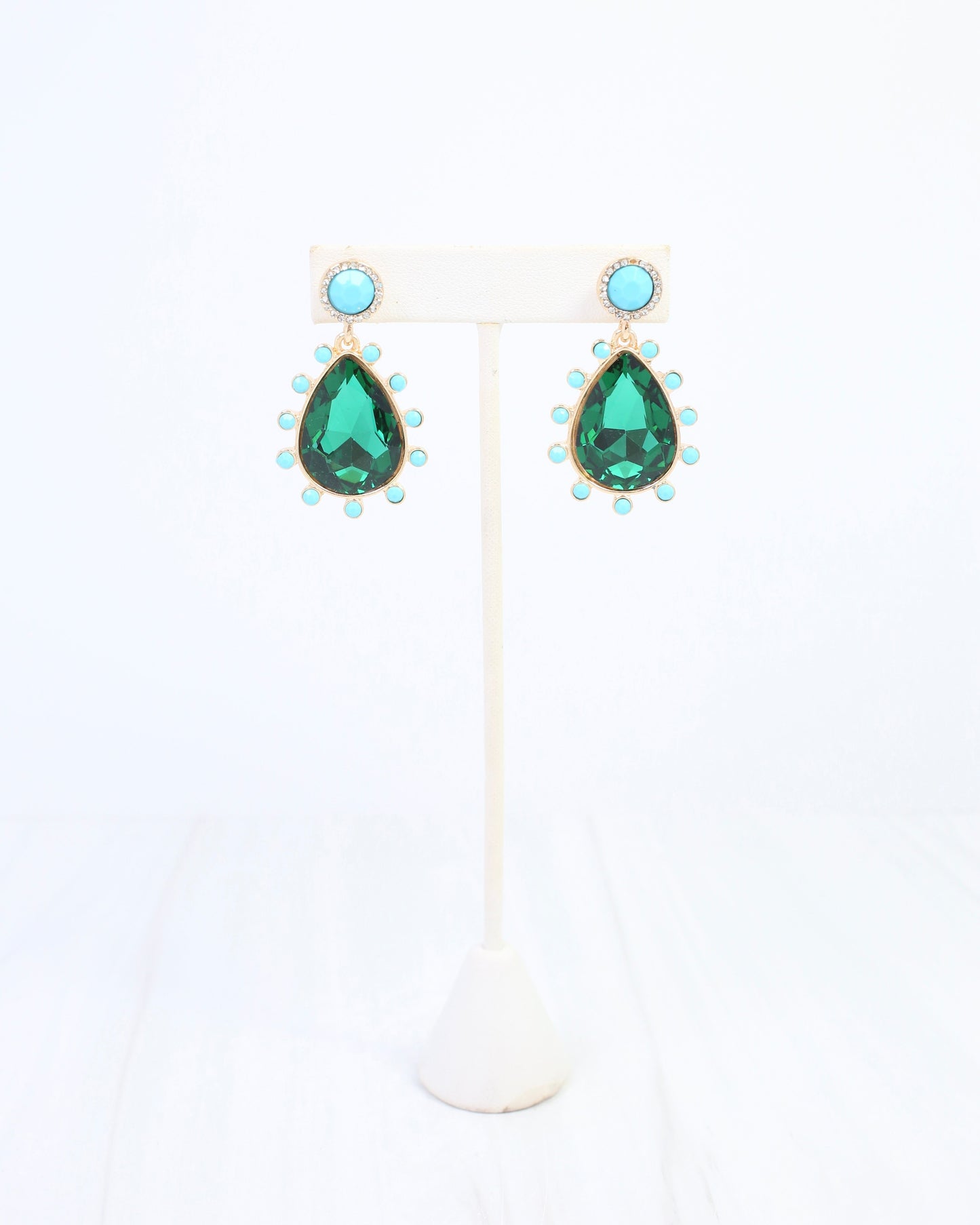 Hanna Turquoise Embellished Drop Earring Green