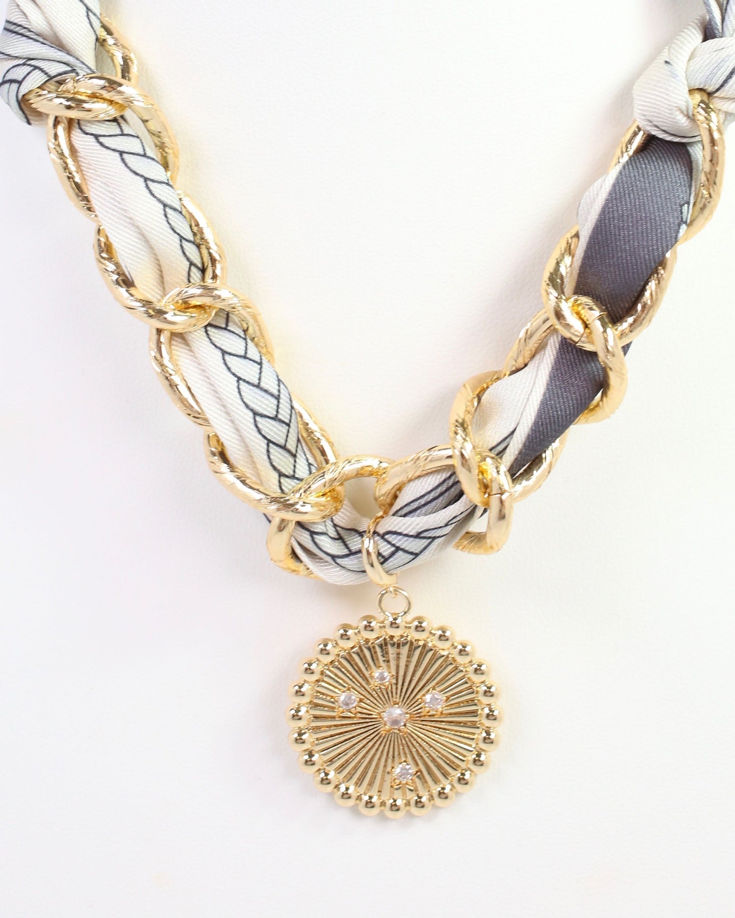 Sarah Scarf Charm Necklace Steel Gray