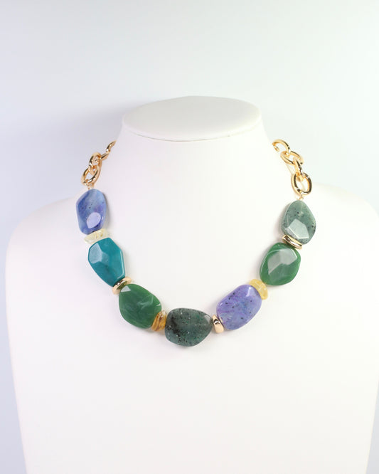Rockland Stone Link Necklace Green Multi