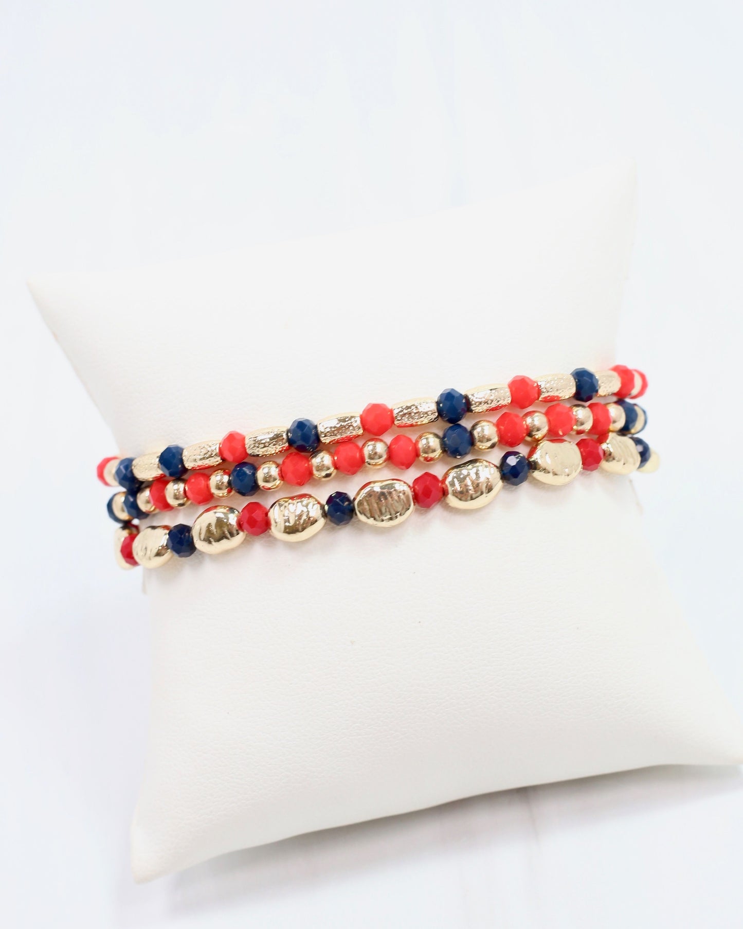 Spirit Beaded Bracelet Set Navy Red