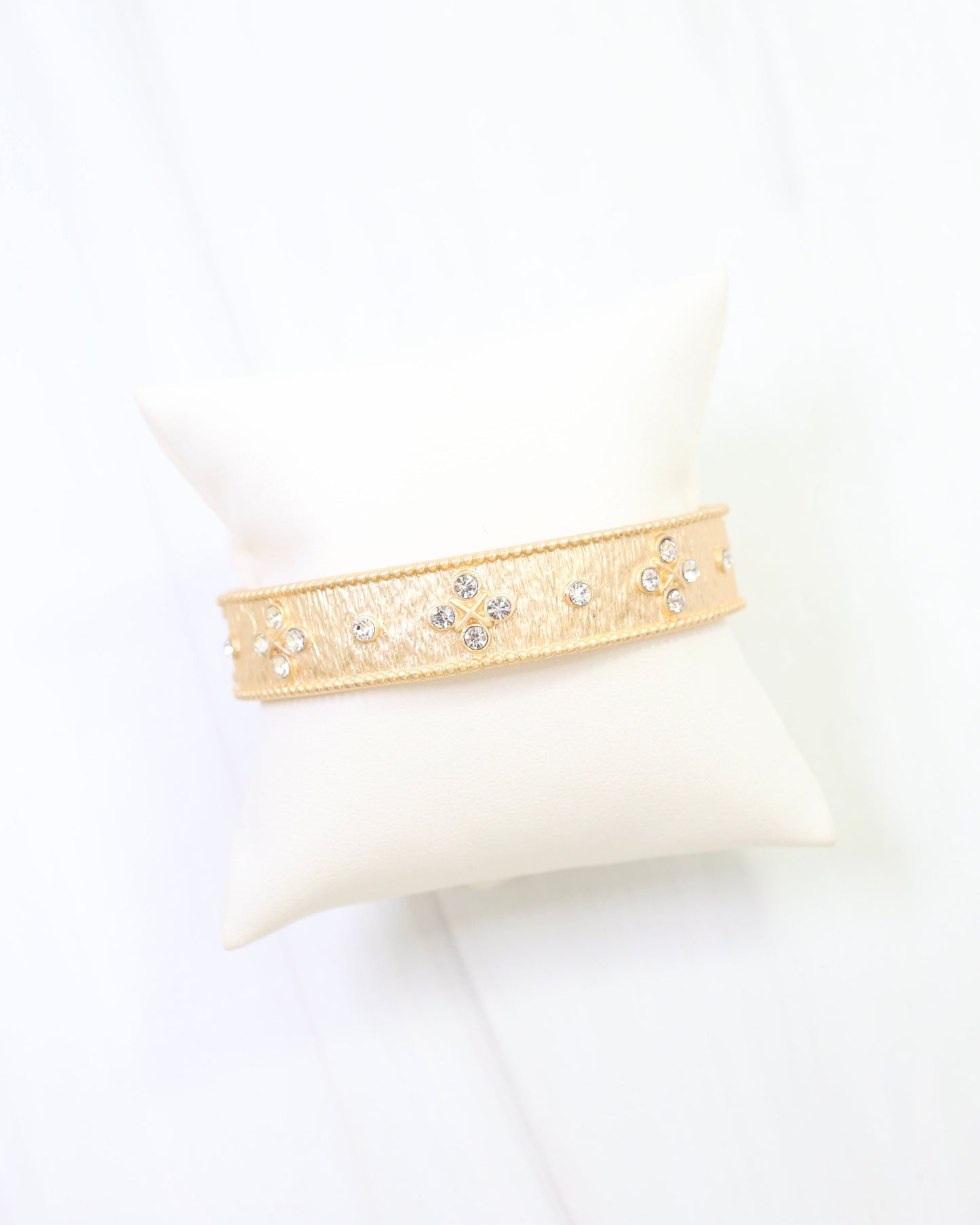 Miley Crystal Hinged Bangle Bracelet Matte Gold