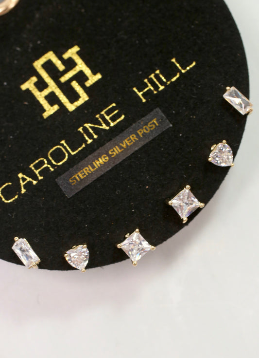 Palmer CZ Stud Earring Set Gold