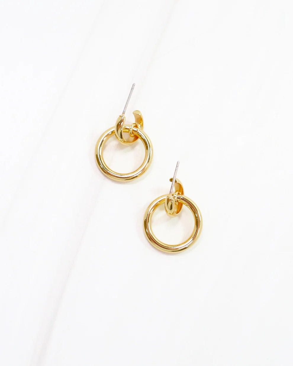 Donatello Double Hoop Stud Gold