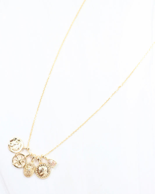 Strike it Rich Coin Charm Necklace Set Gold