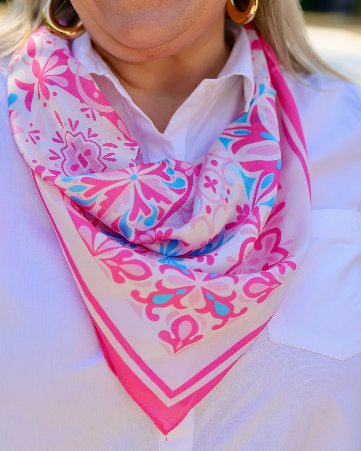 Sorrento Mosaic Print Scarf Pink