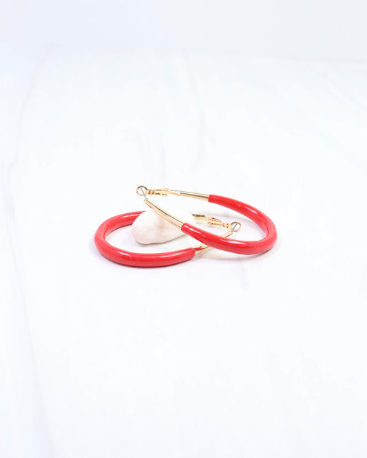 Brynwood Oval Hoop Earring Red