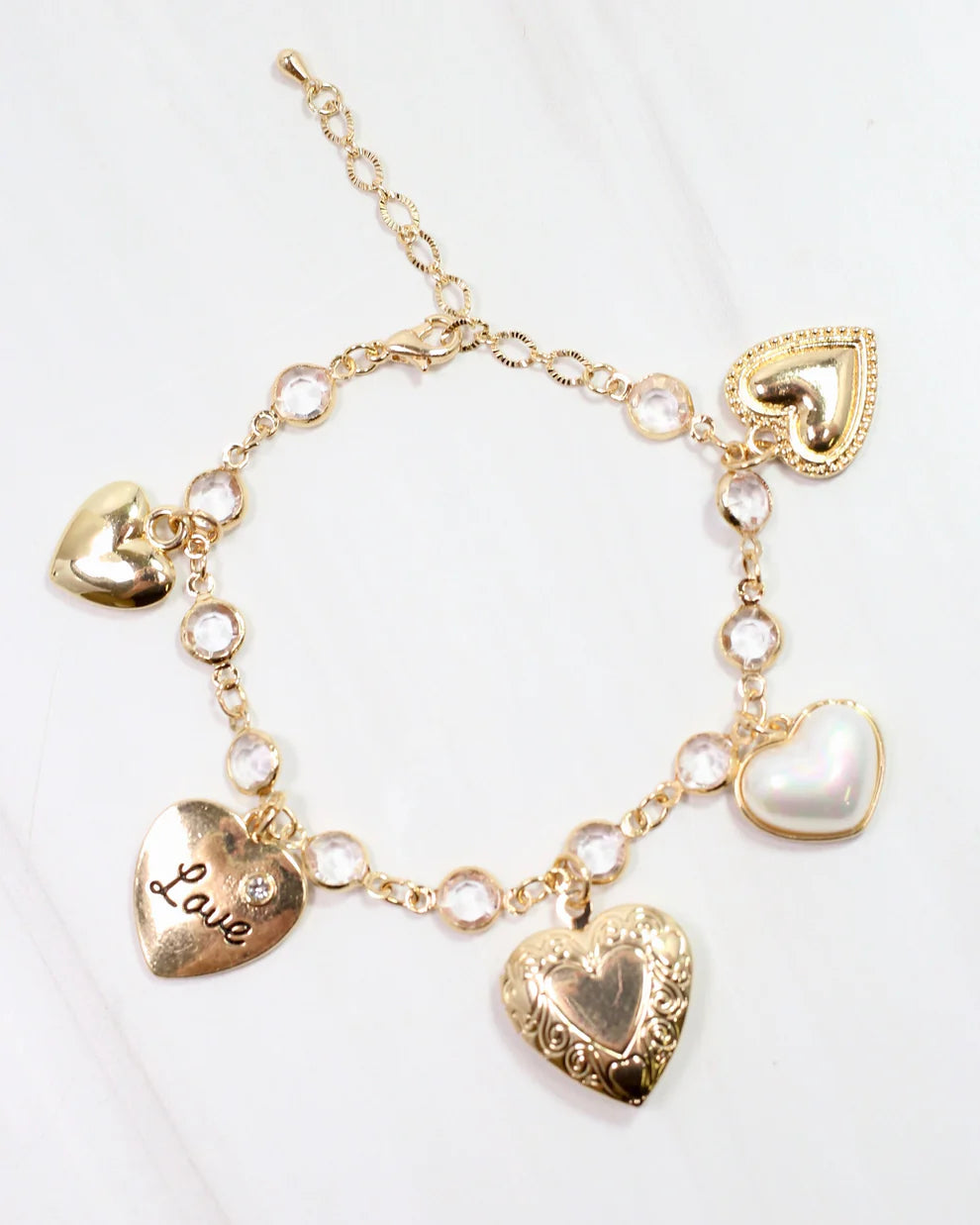 All Hearts Charm Bracelet Gold