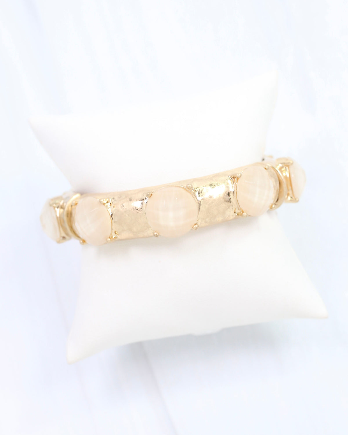 Mazie Faceted Stone Stretch Bracelet Ivory