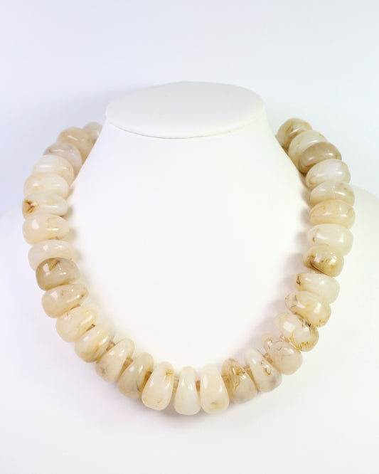 Mankato Chunky Marble Beaded Necklace Natural