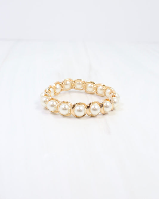 Hudson Pearl Lined Stretch Bracelet Cream