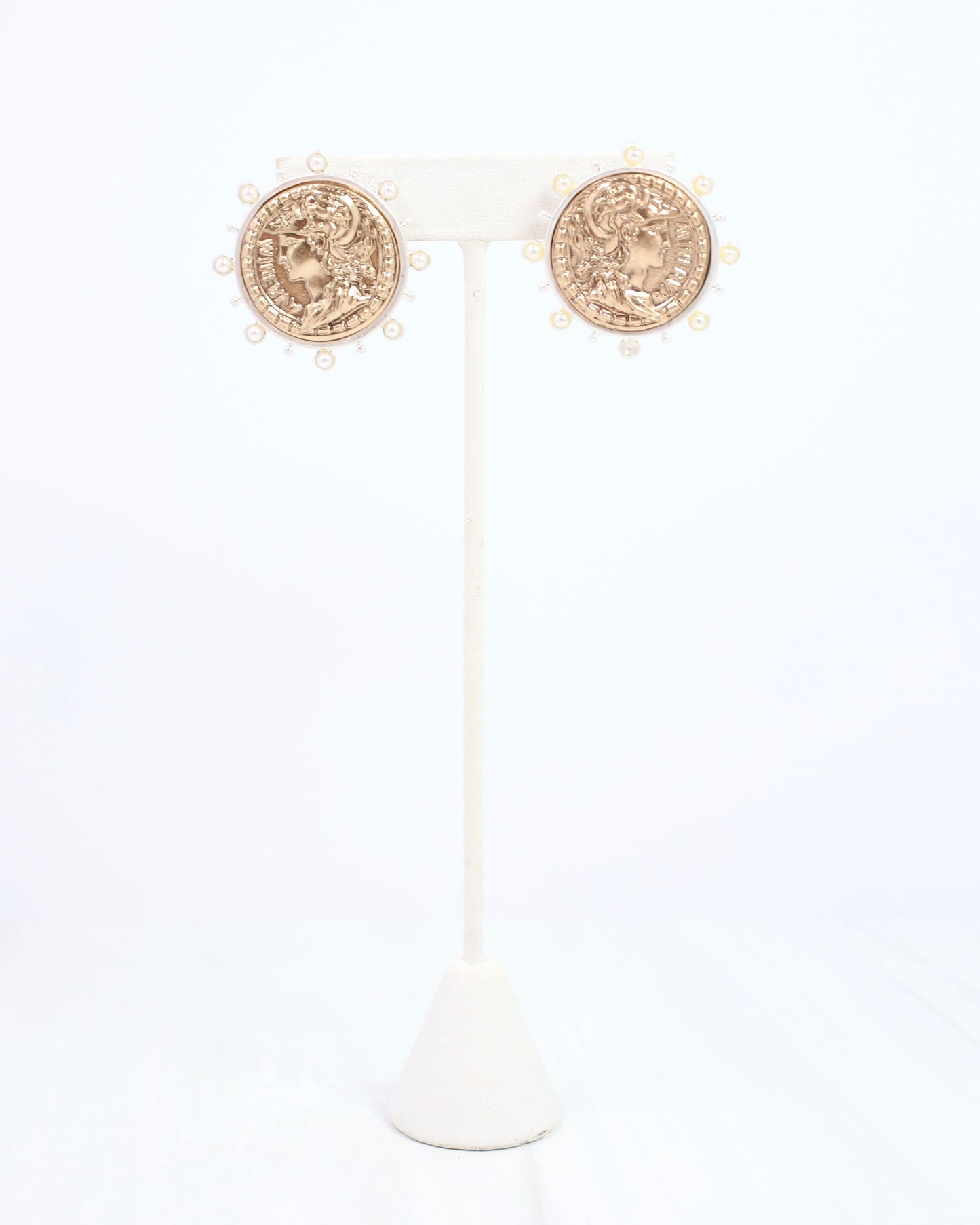 Anna Kate Coin Earring Worn Gold