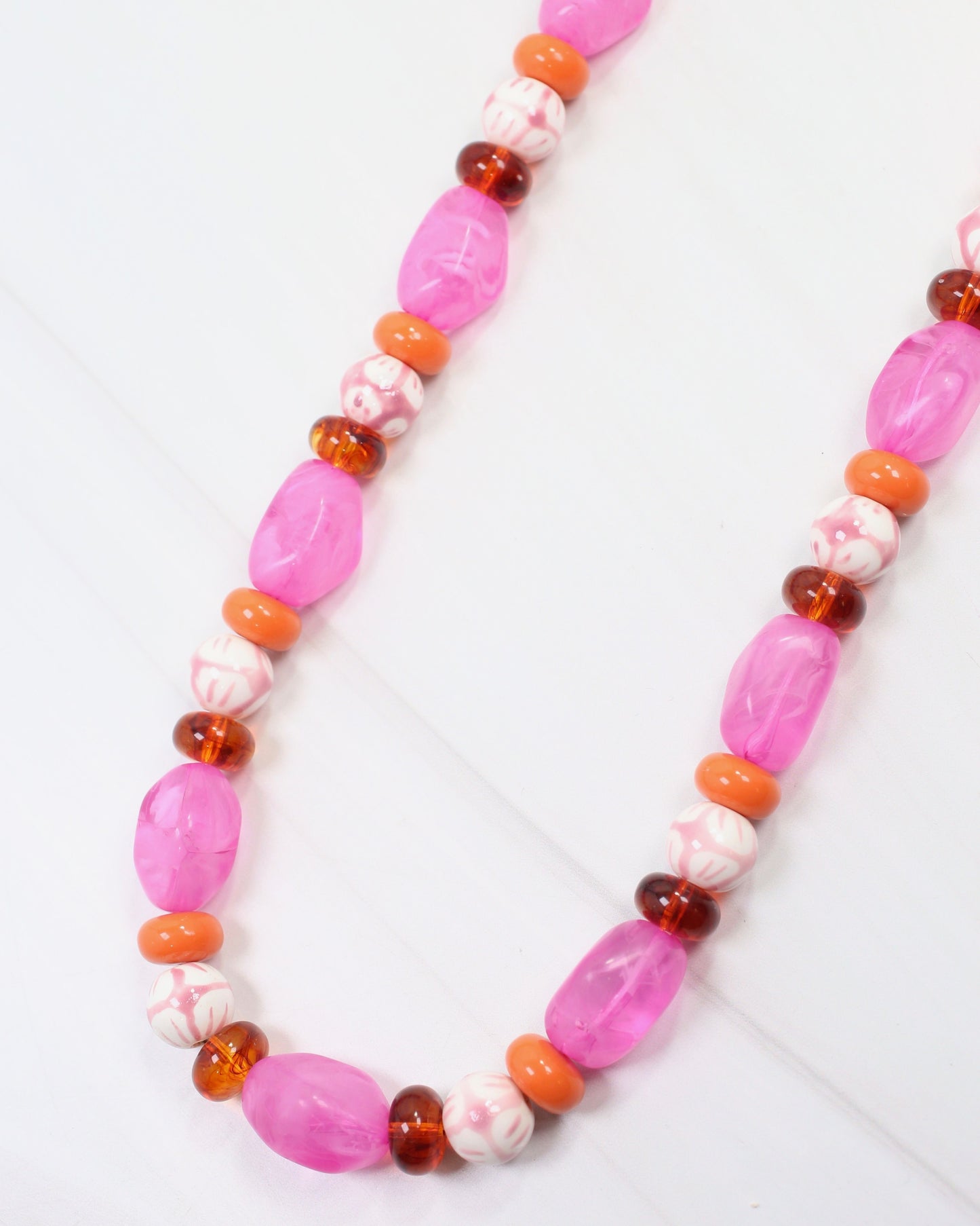 Sedalia Mixed Beaded Necklace Fuchsia