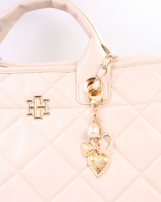 Tara Heart Bag Charm Worn Gold