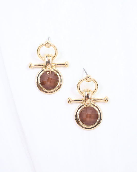May Faceted Post Earring Brown