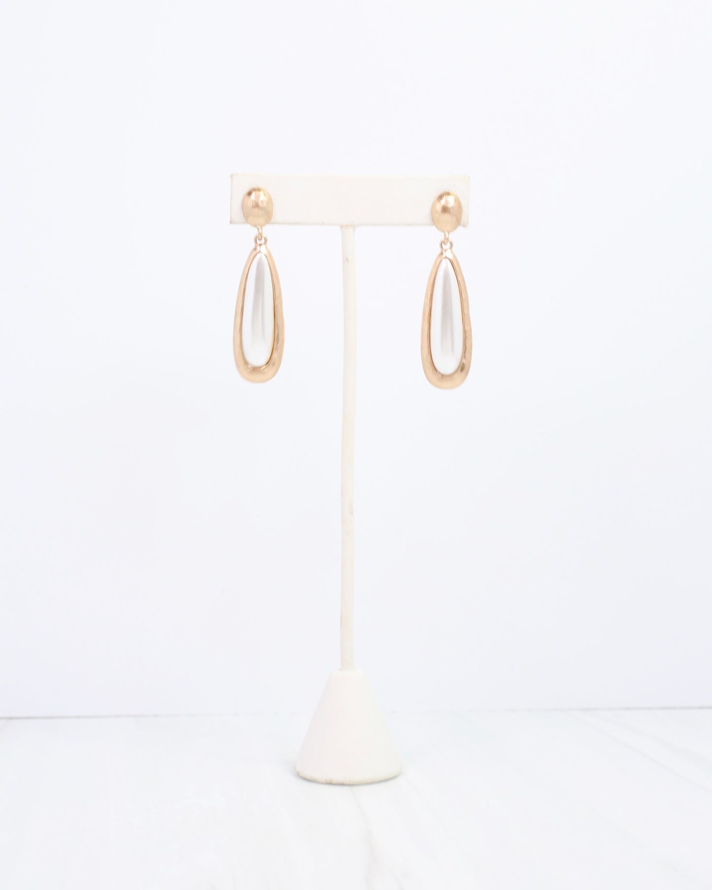 Inverell Pearl Teardrop Earring Worn Gold