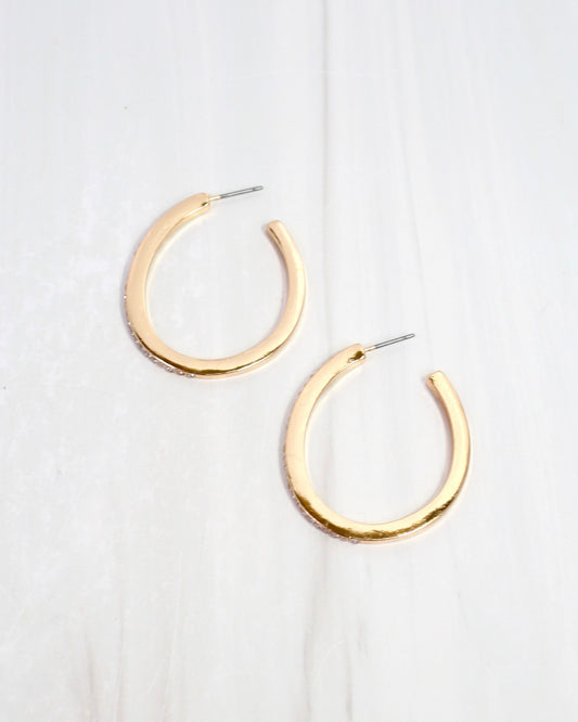 Kash CZ Oval Hoop Earring Gold
