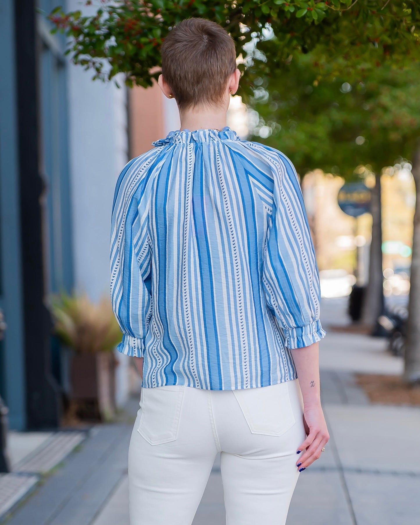Silverpine 3/4 Sleeve Striped Top