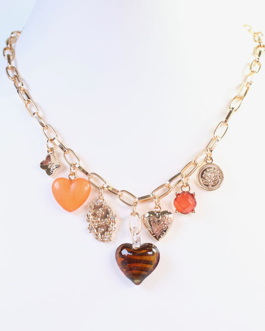 Linden Heart Charm Necklace Topaz