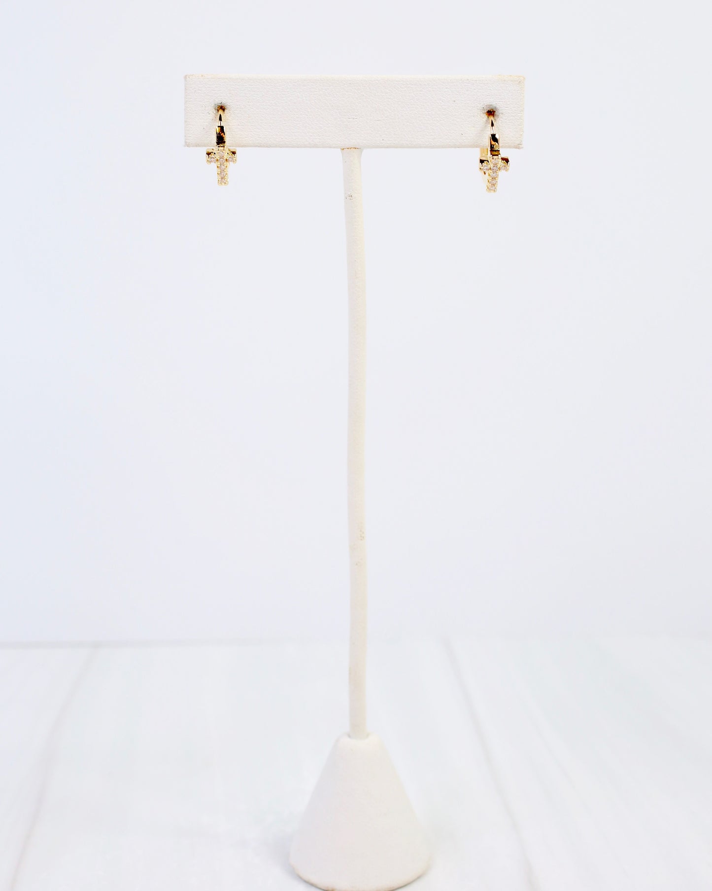 Las Cruces CZ Cross Huggie Earring WR Gold