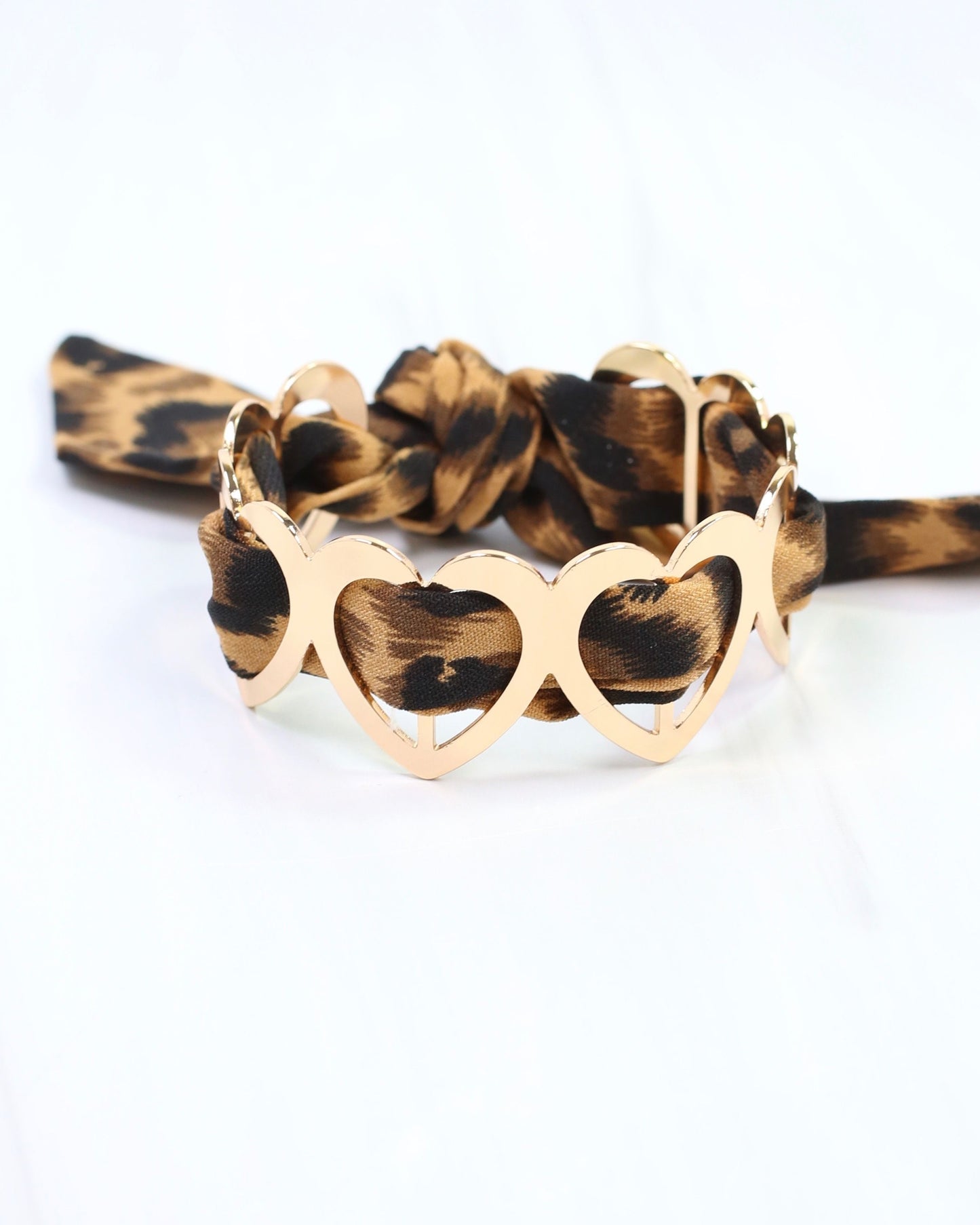Evanston Heart Scarf Bracelet Brown Leopard