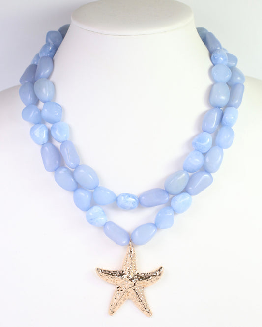 Queensland Marble Layered Starfish Necklace Dusty Blue