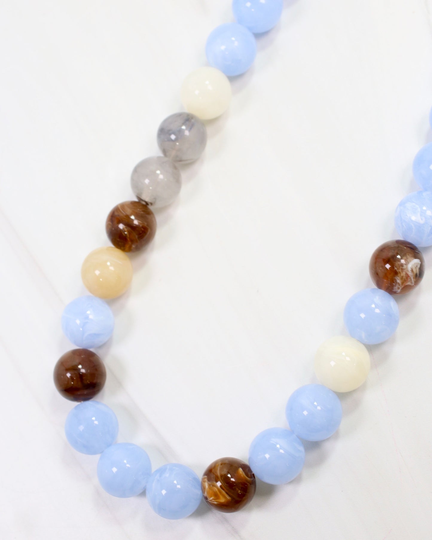 Brockton Chunky Beaded Necklace Baby Blue
