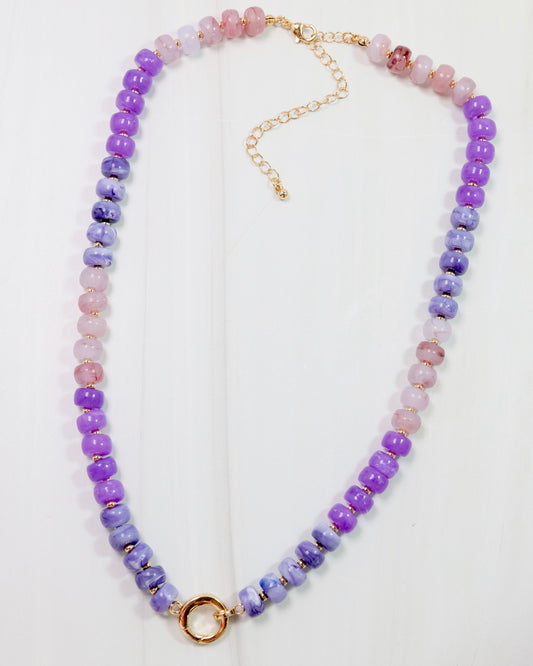 Tiara Beaded Toggle Necklace Purple