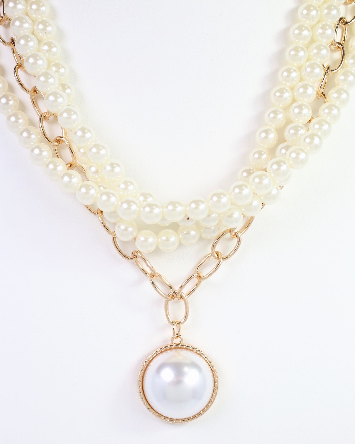 June Pearl Link Layered Necklace Gold
