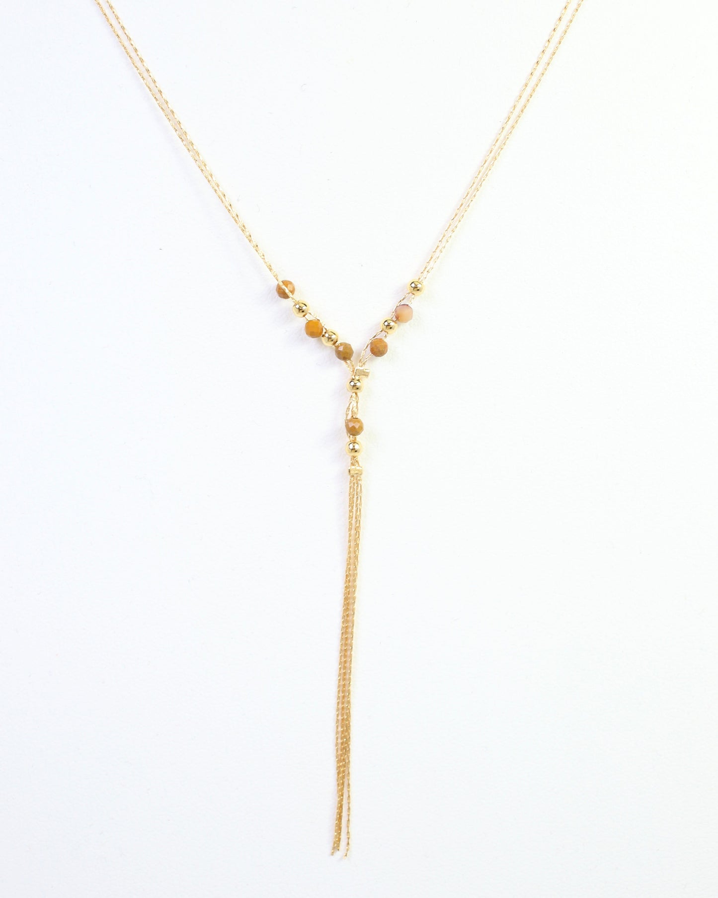 Merida Beaded Tassel Necklace Brown