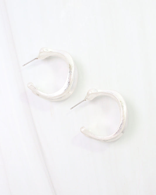 Old Augustine Hoop Earring Worn Silver